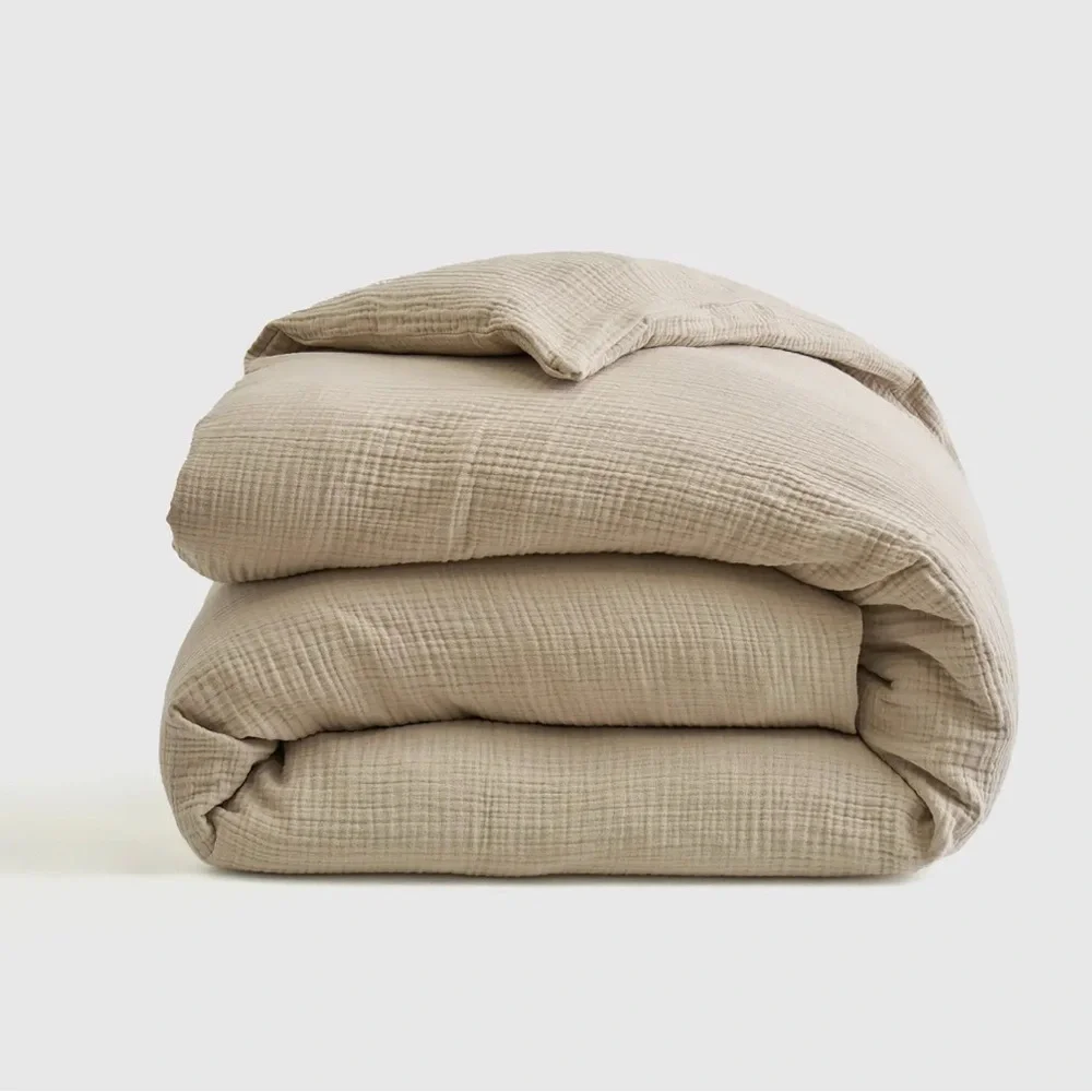 NWT Quince Organic Airy Gauze Twin Duvet Cover in Dune